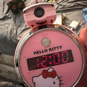 Retro Hello Kitty Pink Round Digital Alarm Projection Clock 2580WH01 Sanrio 2010